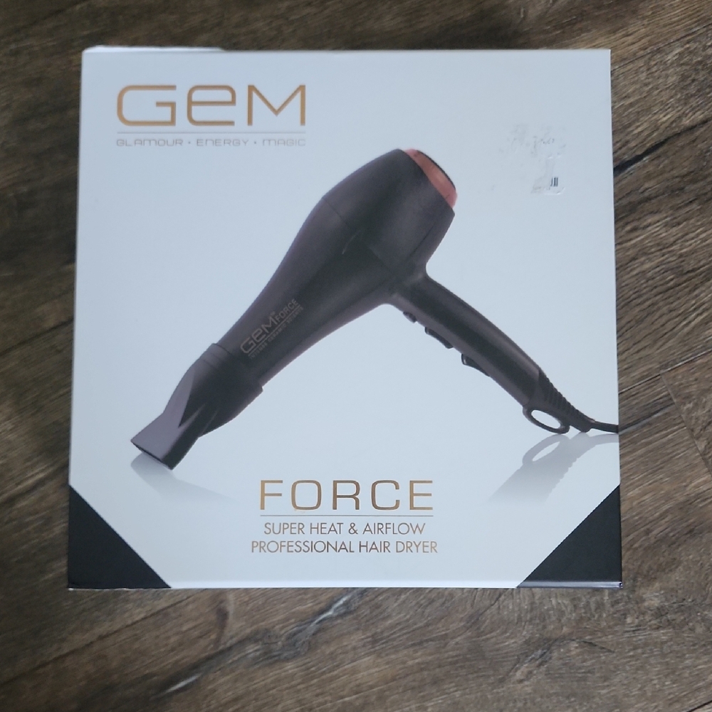 GEM FORCE Professional Hair Dryer in Black with Rose Gold Accent